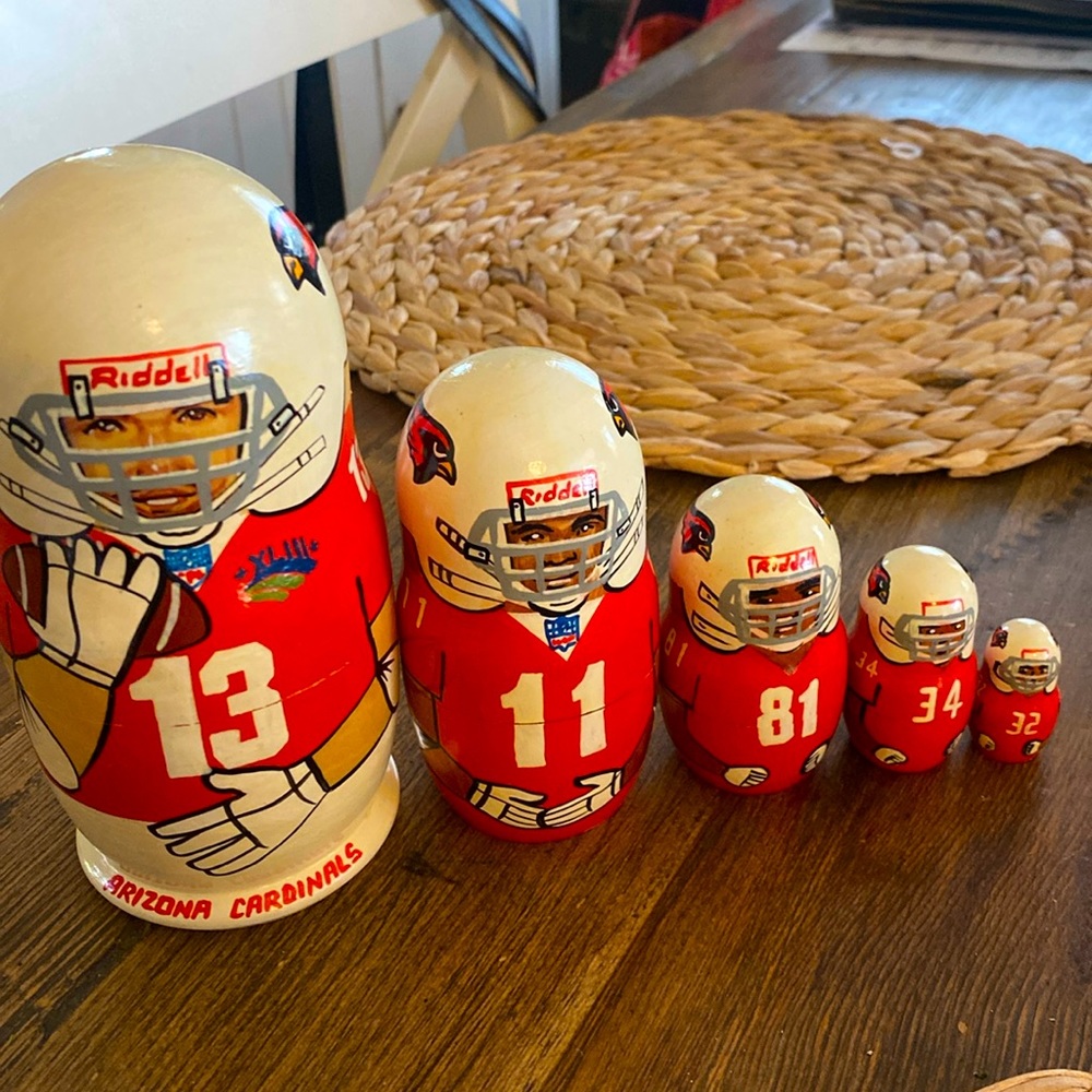 NFL Arizona Cardinals handpainted nesting dolls